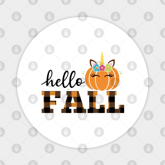 Say Hello Fall with a Unicorn Attitude (light bg) Magnet by ThinkLMAO